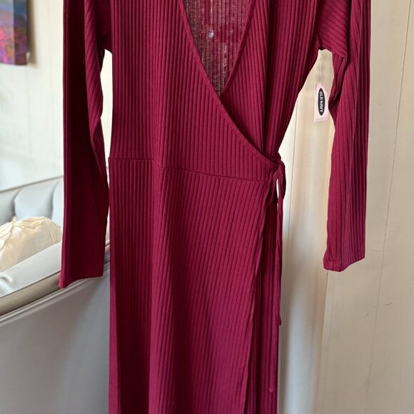 NWT Burgundy Midi Wrap Sweater Dress from Old Navy Sz XL - Picture 2 of 6